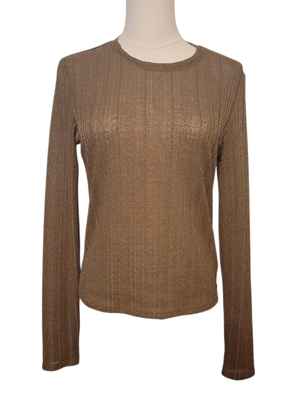 Reformation Brown Mesh Knit Long‎ Sleeve Top Size Large